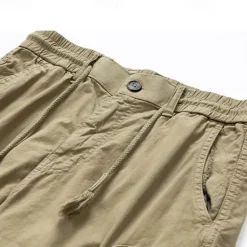 New OUKU Men's Cargo Shorts Shorts Summer Shorts Drawstring Elastic Waist Multi Pocket Plain Comfort Wearable Knee Length Outdoor Sport Daily Fashion Casual Black Khaki
