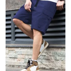 New OUKU Men's Cargo Shorts Shorts Hiking Shorts Drawstring Elastic Waist Multi Pocket Plain Wearable Knee Length Outdoor Daily Camping & Hiking Fashion Classic Black Navy Blue
