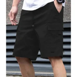 New OUKU Men's Cargo Shorts Shorts Hiking Shorts Drawstring Elastic Waist Multi Pocket Plain Wearable Knee Length Outdoor Daily Camping & Hiking Fashion Classic Black Navy Blue