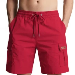 Outlet OUKU Men's Cargo Shorts Shorts Summer Shorts Drawstring Elastic Waist Multi Pocket Plain Comfort Wearable Knee Length Outdoor Sport Daily Fashion Casual Black Yellow