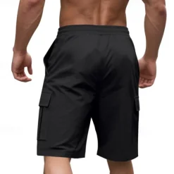 Outlet OUKU Men's Cargo Shorts Shorts Summer Shorts Drawstring Elastic Waist Multi Pocket Plain Comfort Wearable Knee Length Outdoor Sport Daily Fashion Casual Black Yellow