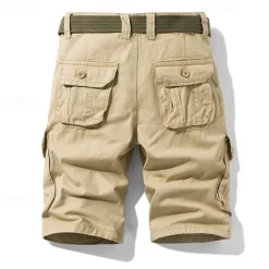 Best OUKU Men's Cargo Shorts Shorts Zipper Pocket Plain Breathable Soft Casual Weekend Fashion Streetwear Black Blue Micro-elastic