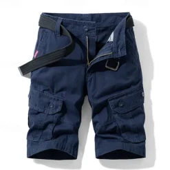 Best OUKU Men's Cargo Shorts Shorts Zipper Pocket Plain Breathable Soft Casual Weekend Fashion Streetwear Black Blue Micro-elastic