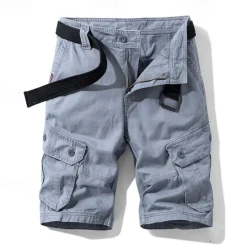 Best OUKU Men's Cargo Shorts Shorts Zipper Pocket Plain Breathable Soft Casual Weekend Fashion Streetwear Black Blue Micro-elastic