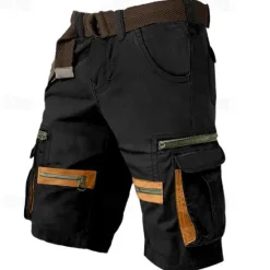Discount OUKU Men's Cargo Shorts Shorts Casual Shorts Multi Pocket Straight Leg Fake Zipper Pocket Plain Comfort Knee Length Casual Daily Holiday Fashion Streetwear Black Green Micro-elastic