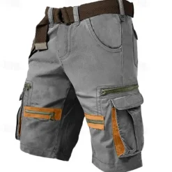 Discount OUKU Men's Cargo Shorts Shorts Casual Shorts Multi Pocket Straight Leg Fake Zipper Pocket Plain Comfort Knee Length Casual Daily Holiday Fashion Streetwear Black Green Micro-elastic