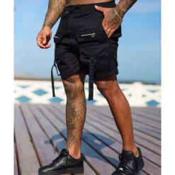 Best OUKU Men's Cargo Shorts Shorts Summer Shorts Drawstring Elastic Waist Multi Pocket Plain Comfort Wearable Knee Length Outdoor Sport Daily Fashion Casual Black Brown