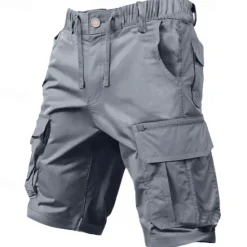 New OUKU Men's Cargo Shorts Shorts Drawstring Elastic Waist Multi Pocket Plain Comfort Knee Length Outdoor Daily Going out Fashion Streetwear Black Green Micro-elastic