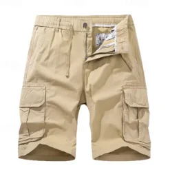 New OUKU Men's Cargo Shorts Shorts Drawstring Elastic Waist Multi Pocket Plain Comfort Knee Length Outdoor Daily Going out Fashion Streetwear Black Green Micro-elastic
