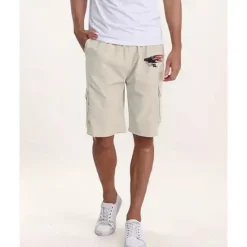 Clearance OUKU Men's Cargo Shorts Shorts Summer Shorts Drawstring Elastic Waist Multi Pocket Eagle National Flag Comfort Wearable Knee Length Outdoor Sport Daily Fashion Casual Black Navy Blue