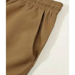 Online OUKU Men's Cargo Shorts Shorts Summer Shorts Drawstring Elastic Waist Multi Pocket Plain Comfort Wearable Knee Length Outdoor Sport Daily Fashion Casual Black Khaki