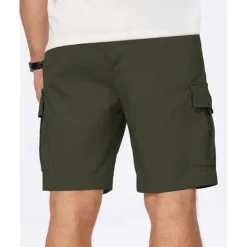 Online OUKU Men's Cargo Shorts Shorts Summer Shorts Drawstring Elastic Waist Multi Pocket Plain Comfort Wearable Knee Length Outdoor Sport Daily Fashion Casual Black Khaki