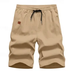 Outlet OUKU Men's Cargo Shorts Shorts Summer Shorts Work Shorts Drawstring Elastic Waist Plain Comfort Wearable Knee Length Outdoor Sport Daily Fashion Casual Black White