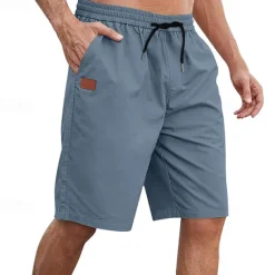 Outlet OUKU Men's Cargo Shorts Shorts Summer Shorts Work Shorts Drawstring Elastic Waist Plain Comfort Wearable Knee Length Outdoor Sport Daily Fashion Casual Black White