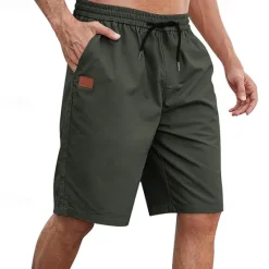 Outlet OUKU Men's Cargo Shorts Shorts Summer Shorts Work Shorts Drawstring Elastic Waist Plain Comfort Wearable Knee Length Outdoor Sport Daily Fashion Casual Black White