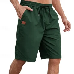 Outlet OUKU Men's Cargo Shorts Shorts Summer Shorts Work Shorts Drawstring Elastic Waist Plain Comfort Wearable Knee Length Outdoor Sport Daily Fashion Casual Black White