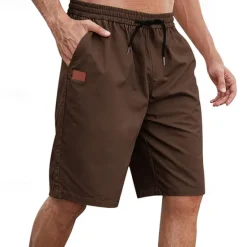Outlet OUKU Men's Cargo Shorts Shorts Summer Shorts Work Shorts Drawstring Elastic Waist Plain Comfort Wearable Knee Length Outdoor Sport Daily Fashion Casual Black White