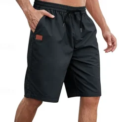 Outlet OUKU Men's Cargo Shorts Shorts Summer Shorts Work Shorts Drawstring Elastic Waist Plain Comfort Wearable Knee Length Outdoor Sport Daily Fashion Casual Black White