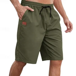 Outlet OUKU Men's Cargo Shorts Shorts Summer Shorts Work Shorts Drawstring Elastic Waist Plain Comfort Wearable Knee Length Outdoor Sport Daily Fashion Casual Black White