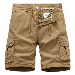 Hot OUKU Men's Cargo Shorts Shorts Summer Shorts Drawstring Elastic Waist Multi Pocket Plain Comfort Wearable Knee Length Outdoor Sport Daily Fashion Casual Black Yellow