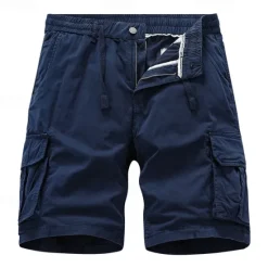 Hot OUKU Men's Cargo Shorts Shorts Summer Shorts Drawstring Elastic Waist Multi Pocket Plain Comfort Wearable Knee Length Outdoor Sport Daily Fashion Casual Black Yellow