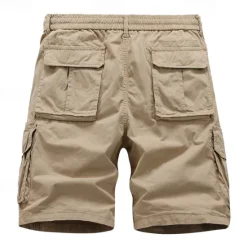 Hot OUKU Men's Cargo Shorts Shorts Summer Shorts Drawstring Elastic Waist Multi Pocket Plain Comfort Wearable Knee Length Outdoor Sport Daily Fashion Casual Black Yellow