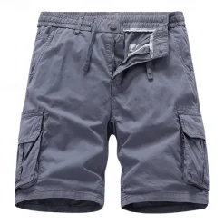 Hot OUKU Men's Cargo Shorts Shorts Summer Shorts Drawstring Elastic Waist Multi Pocket Plain Comfort Wearable Knee Length Outdoor Sport Daily Fashion Casual Black Yellow