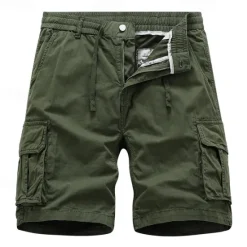 Hot OUKU Men's Cargo Shorts Shorts Summer Shorts Drawstring Elastic Waist Multi Pocket Plain Comfort Wearable Knee Length Outdoor Sport Daily Fashion Casual Black Yellow
