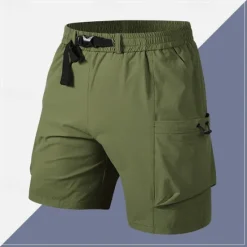 OUKU Men's Cargo Shorts Shorts Summer Shorts Drawstring Elastic Waist Multi Pocket Plain Comfort Wearable Knee Length Outdoor Sport Daily Fashion Casual Black Purple
