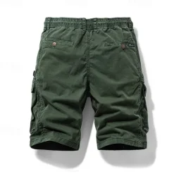 Hot OUKU Men's Cargo Shorts Shorts Summer Shorts Drawstring Elastic Waist Multi Pocket Plain Comfort Wearable Knee Length Outdoor Sport Daily Fashion Casual Black Khaki
