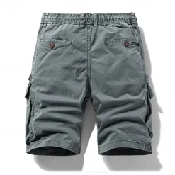 Hot OUKU Men's Cargo Shorts Shorts Summer Shorts Drawstring Elastic Waist Multi Pocket Plain Comfort Wearable Knee Length Outdoor Sport Daily Fashion Casual Black Khaki