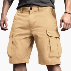 Hot OUKU Men's Cargo Shorts Shorts Buttons Multi Pocket Plain Wearable Short Outdoor Daily Camping & Hiking Fashion Classic Army Green Green