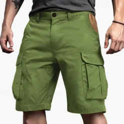 Hot OUKU Men's Cargo Shorts Shorts Buttons Multi Pocket Plain Wearable Short Outdoor Daily Camping & Hiking Fashion Classic Army Green Green