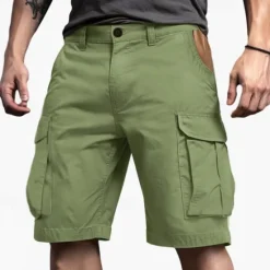 Hot OUKU Men's Cargo Shorts Shorts Buttons Multi Pocket Plain Wearable Short Outdoor Daily Camping & Hiking Fashion Classic Army Green Green