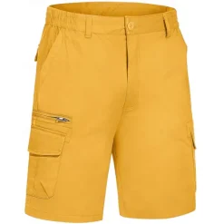 Hot OUKU Men's Cargo Shorts Shorts Summer Shorts Elastic Waist Multi Pocket Flap Pocket Plain Comfort Wearable Knee Length Outdoor Sport Daily Fashion Casual Black Yellow