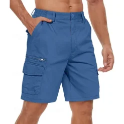 Hot OUKU Men's Cargo Shorts Shorts Summer Shorts Elastic Waist Multi Pocket Flap Pocket Plain Comfort Wearable Knee Length Outdoor Sport Daily Fashion Casual Black Yellow