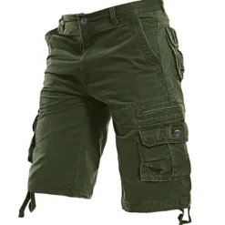 Outlet OUKU Men's Cargo Shorts Shorts Hiking Shorts Pocket Plain Comfort Breathable Knee Length Work Casual Daily Fashion Streetwear ArmyGreen turmeric