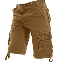 Outlet OUKU Men's Cargo Shorts Shorts Hiking Shorts Pocket Plain Comfort Breathable Knee Length Work Casual Daily Fashion Streetwear ArmyGreen turmeric