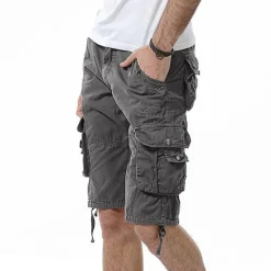 Outlet OUKU Men's Cargo Shorts Shorts Hiking Shorts Pocket Plain Comfort Breathable Knee Length Work Casual Daily Fashion Streetwear ArmyGreen turmeric