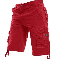 Outlet OUKU Men's Cargo Shorts Shorts Hiking Shorts Pocket Plain Comfort Breathable Knee Length Work Casual Daily Fashion Streetwear ArmyGreen turmeric