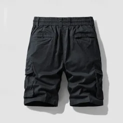 Discount OUKU Men's Cargo Shorts Shorts Summer Shorts Drawstring Elastic Waist Multi Pocket Plain Comfort Wearable Knee Length Outdoor Sport Daily Fashion Casual Black Navy Blue