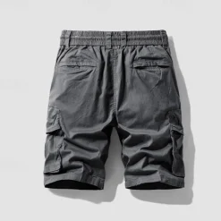 Discount OUKU Men's Cargo Shorts Shorts Summer Shorts Drawstring Elastic Waist Multi Pocket Plain Comfort Wearable Knee Length Outdoor Sport Daily Fashion Casual Black Navy Blue