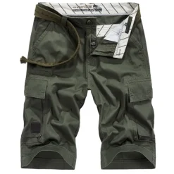 Discount OUKU Men's Cargo Shorts Shorts Multi Pocket Plain Comfort Breathable Outdoor Daily Going out Fashion Streetwear ArmyGreen Green