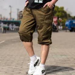 Outlet OUKU Men's Cargo Shorts Shorts Capri Pants Leg Drawstring Flap Pocket Plain Camouflage Comfort Breathable Outdoor Daily Going out Fashion Streetwear ArmyGreen Army Yellow