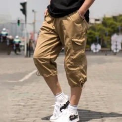 Outlet OUKU Men's Cargo Shorts Shorts Capri Pants Leg Drawstring Flap Pocket Plain Camouflage Comfort Breathable Outdoor Daily Going out Fashion Streetwear ArmyGreen Army Yellow