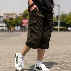 Outlet OUKU Men's Cargo Shorts Shorts Capri Pants Leg Drawstring Flap Pocket Plain Camouflage Comfort Breathable Outdoor Daily Going out Fashion Streetwear ArmyGreen Army Yellow
