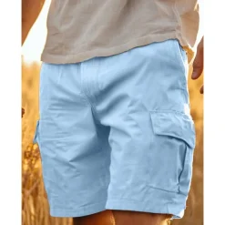 Hot OUKU Men's Cargo Shorts Shorts Linen Shorts Summer Shorts Beach Shorts Buttons Multi Pocket Straight Leg Plain Comfort Breathable Short Casual Daily Holiday Vacation Retro Vintage White Army Green
