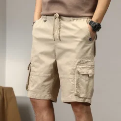OUKU Men's Cargo Shorts Shorts Summer Shorts Multi Pocket Flap Pocket Plain Comfort Wearable Knee Length Outdoor Sport Daily Fashion Casual Black Yellow