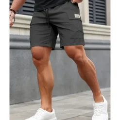 OUKU Men's Cargo Shorts Shorts Summer Shorts Drawstring Elastic Waist Multi Pocket Plain Comfort Wearable Short Outdoor Sport Daily Fashion Casual Black Khaki