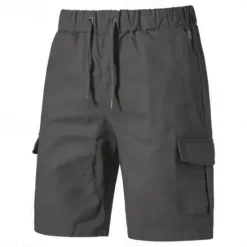 Best OUKU Men's Cargo Shorts Shorts Bermuda shorts Drawstring Multi Pocket Plain Outdoor Sports Knee Length Outdoor Daily Fashion Casual Slim Black Navy Blue Inelastic